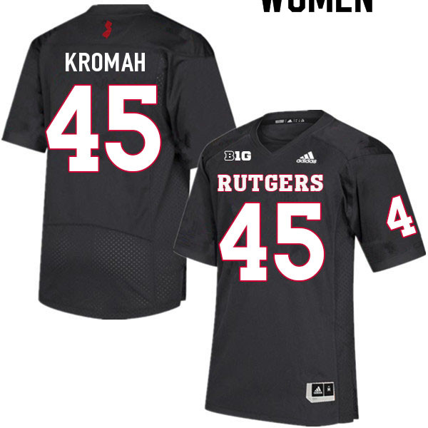 Women #45 Jamree Kromah Rutgers Scarlet Knights College Football Jerseys Sale-Black